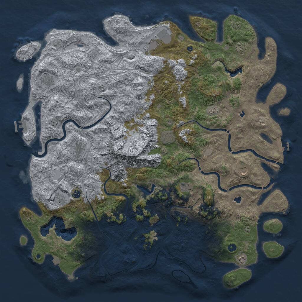 Rust Map: Procedural Map, Size: 5500, Seed: 754238, 17 Monuments
