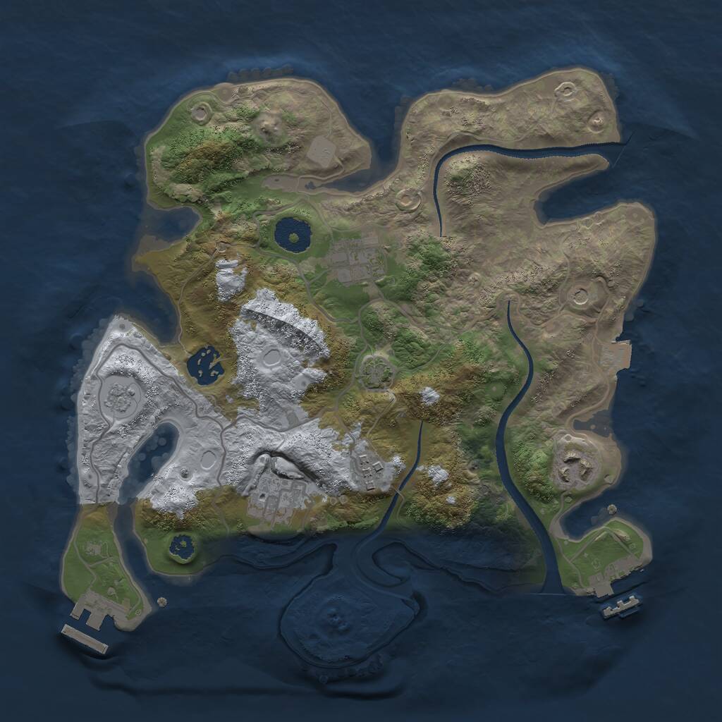 Rust Map: Procedural Map, Size: 3000, Seed: 1942739024, 11 Monuments