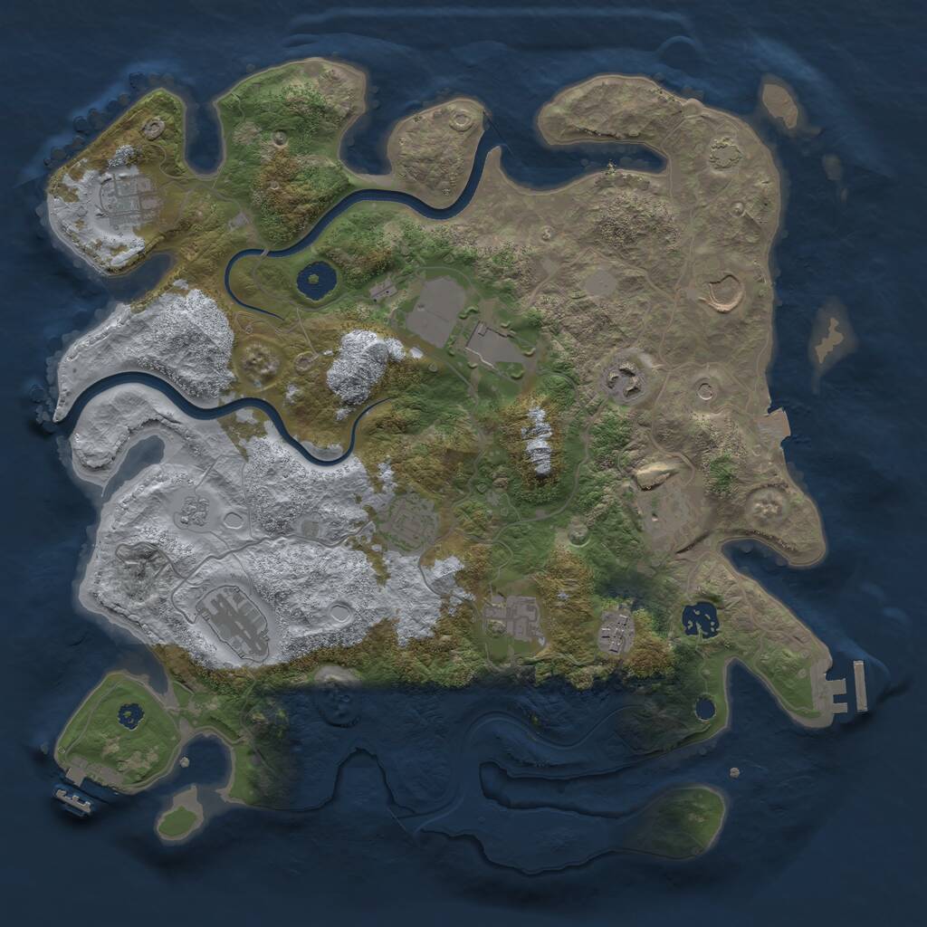 Rust Map: Procedural Map, Size: 3700, Seed: 170263130, 16 Monuments