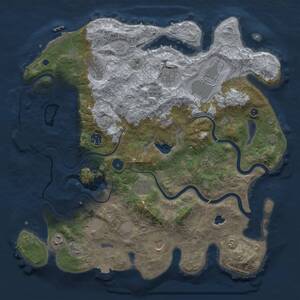 Thumbnail Rust Map: Procedural Map, Size: 4000, Seed: 1678017615, 16 Monuments