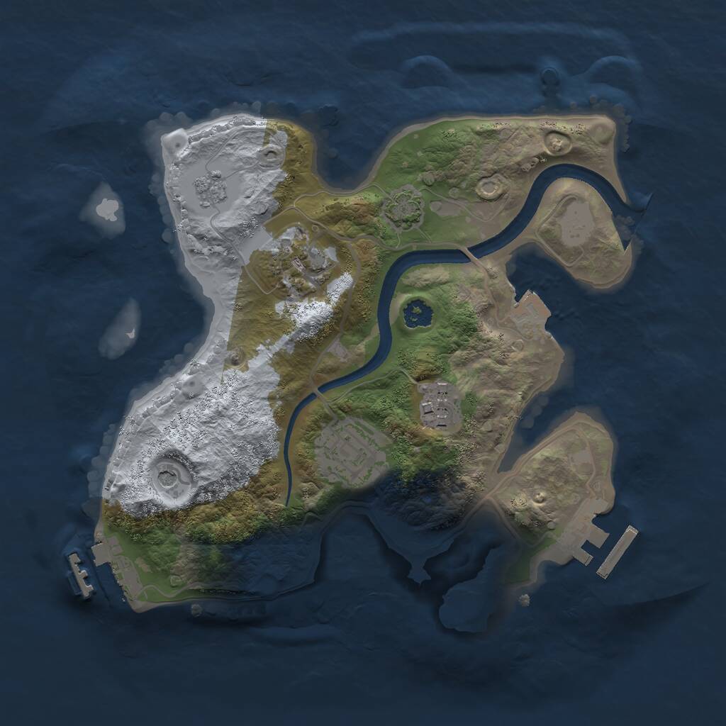 Rust Map: Procedural Map, Size: 2500, Seed: 55219, 9 Monuments
