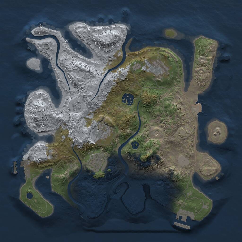 Rust Map: Procedural Map, Size: 3000, Seed: 134652694, 10 Monuments