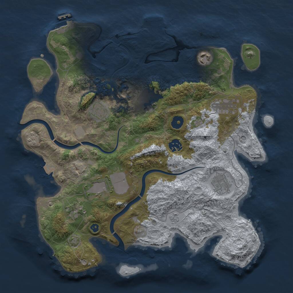 Rust Map: Procedural Map, Size: 3500, Seed: 1733115929, 15 Monuments