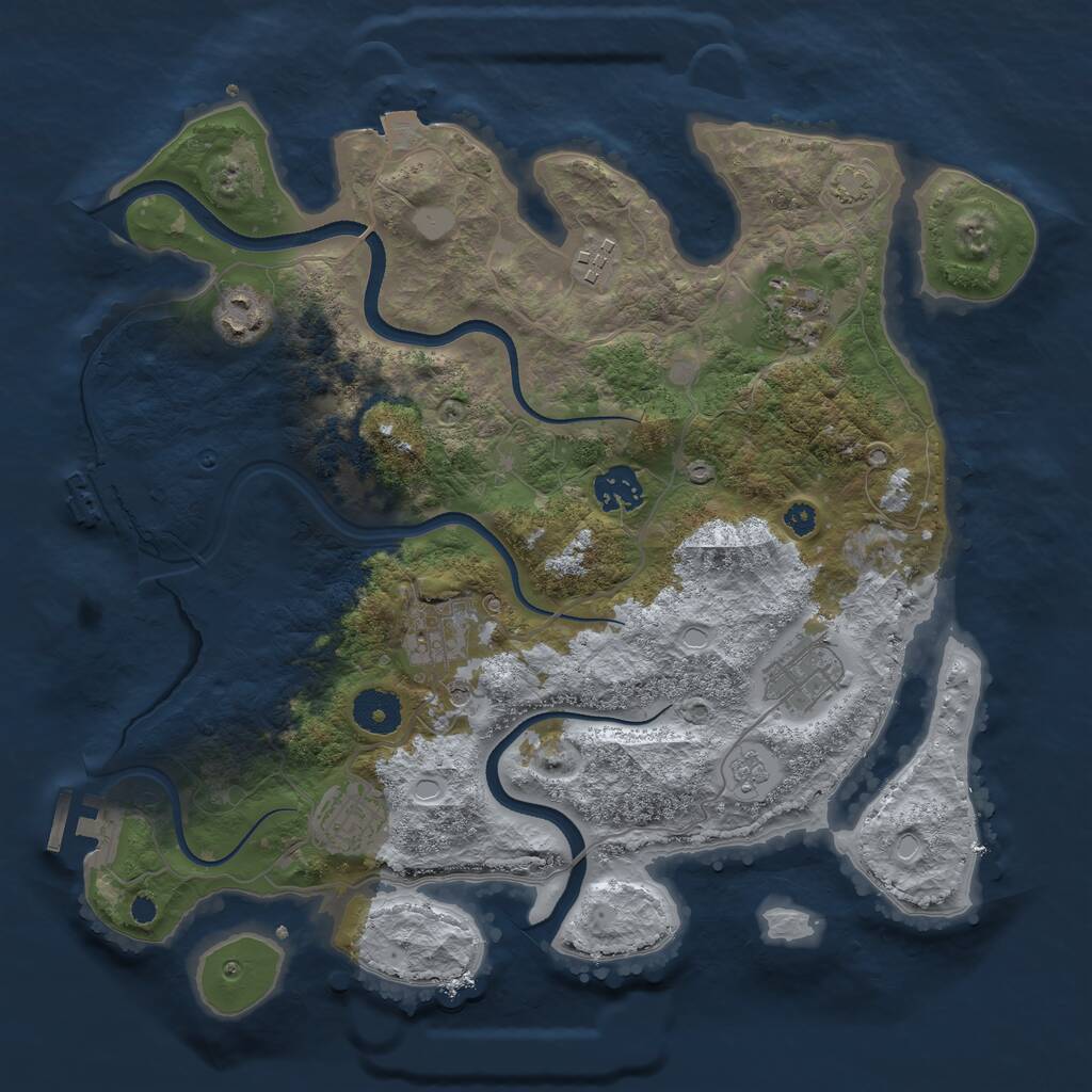 Rust Map: Procedural Map, Size: 3466, Seed: 481981, 13 Monuments