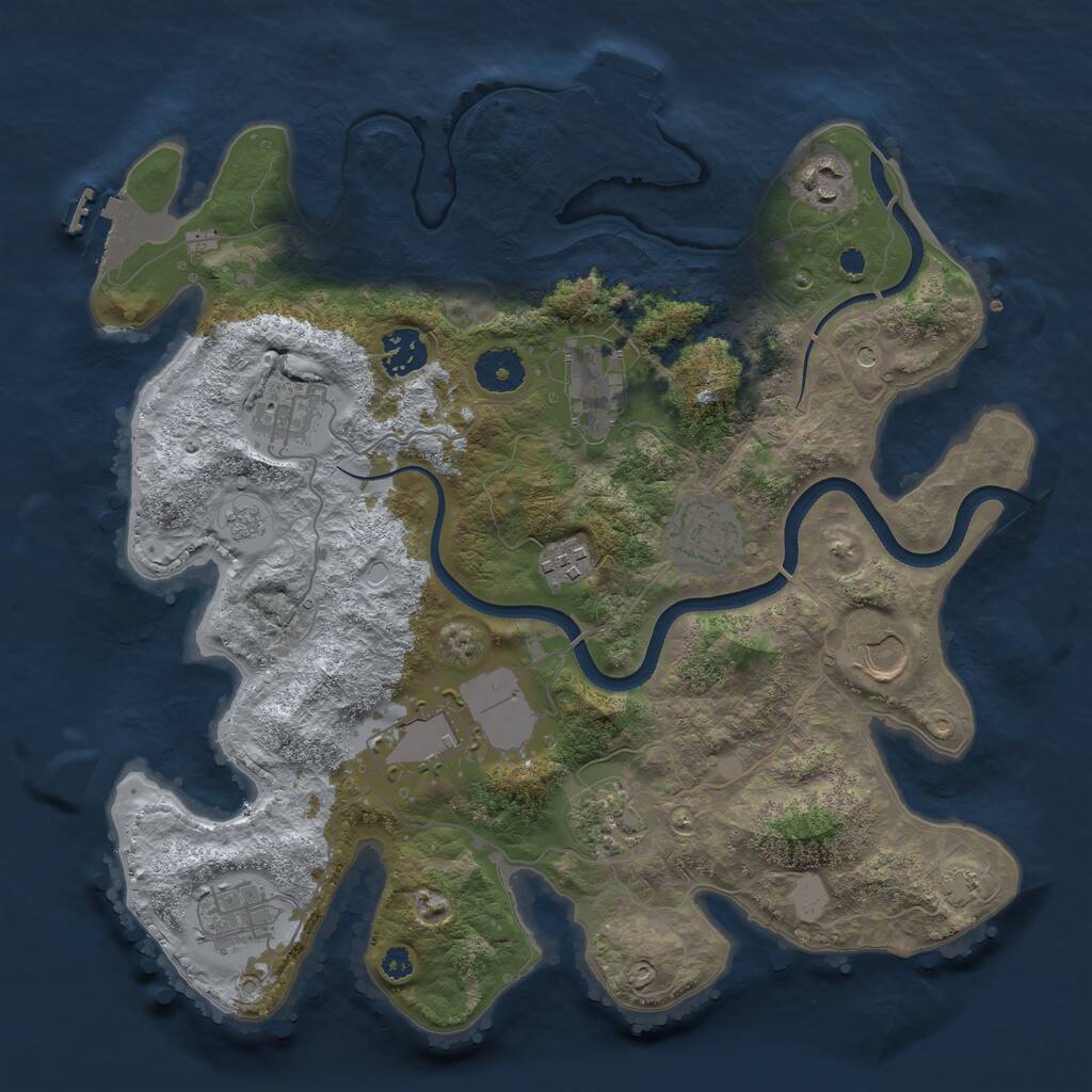 Rust Map: Procedural Map, Size: 3500, Seed: 580924465, 16 Monuments