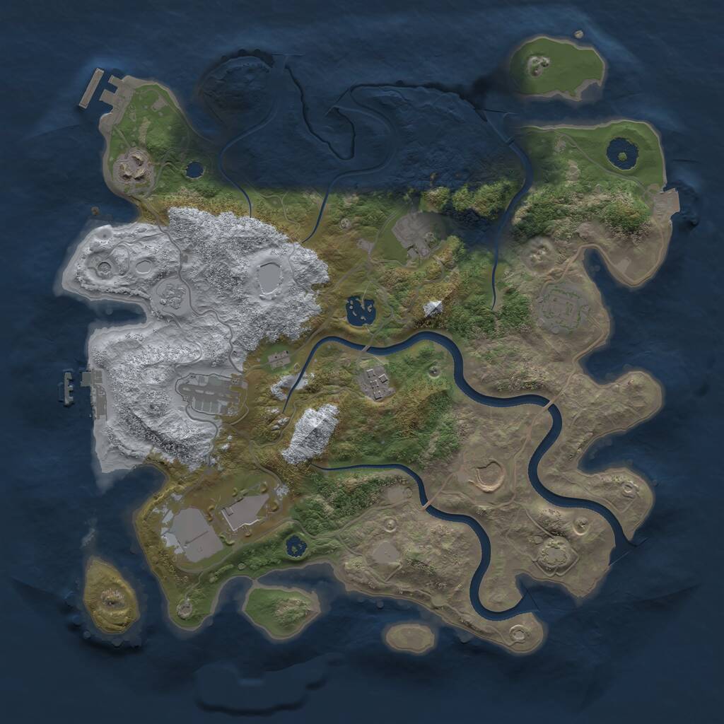 Rust Map: Procedural Map, Size: 3500, Seed: 829371, 14 Monuments