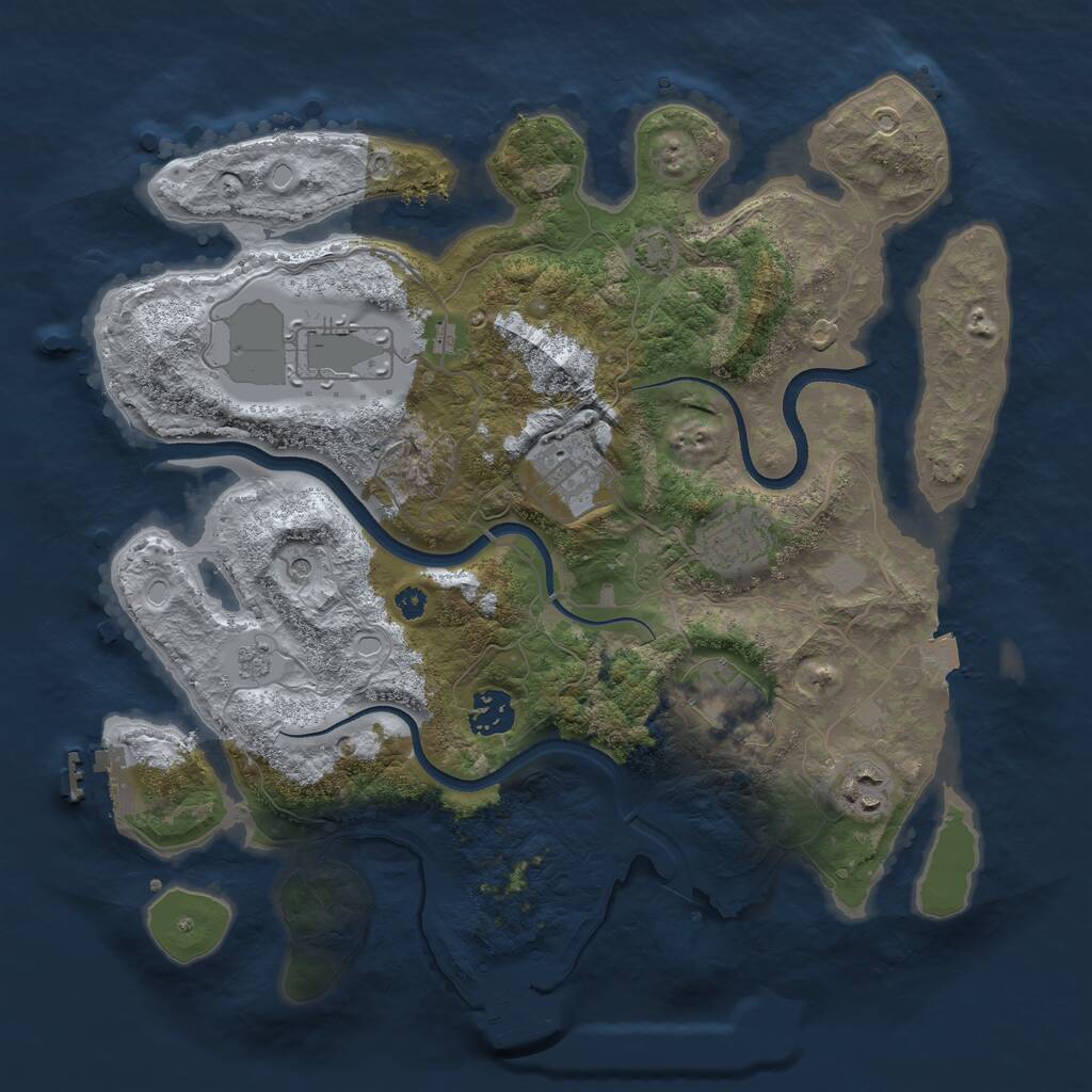 Rust Map: Procedural Map, Size: 3500, Seed: 1237, 12 Monuments