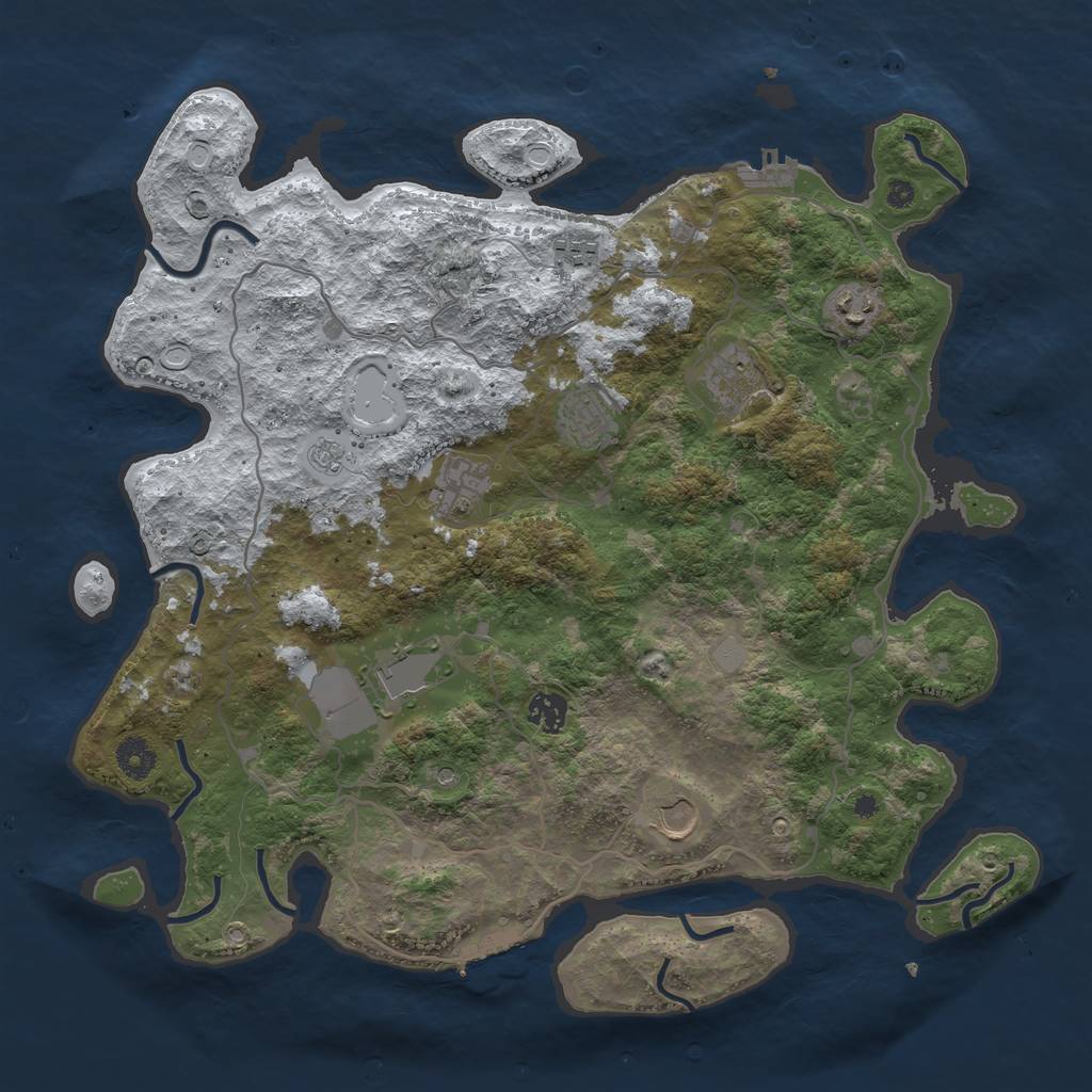 Rust Map: Procedural Map, Size: 4000, Seed: 39761237, 17 Monuments