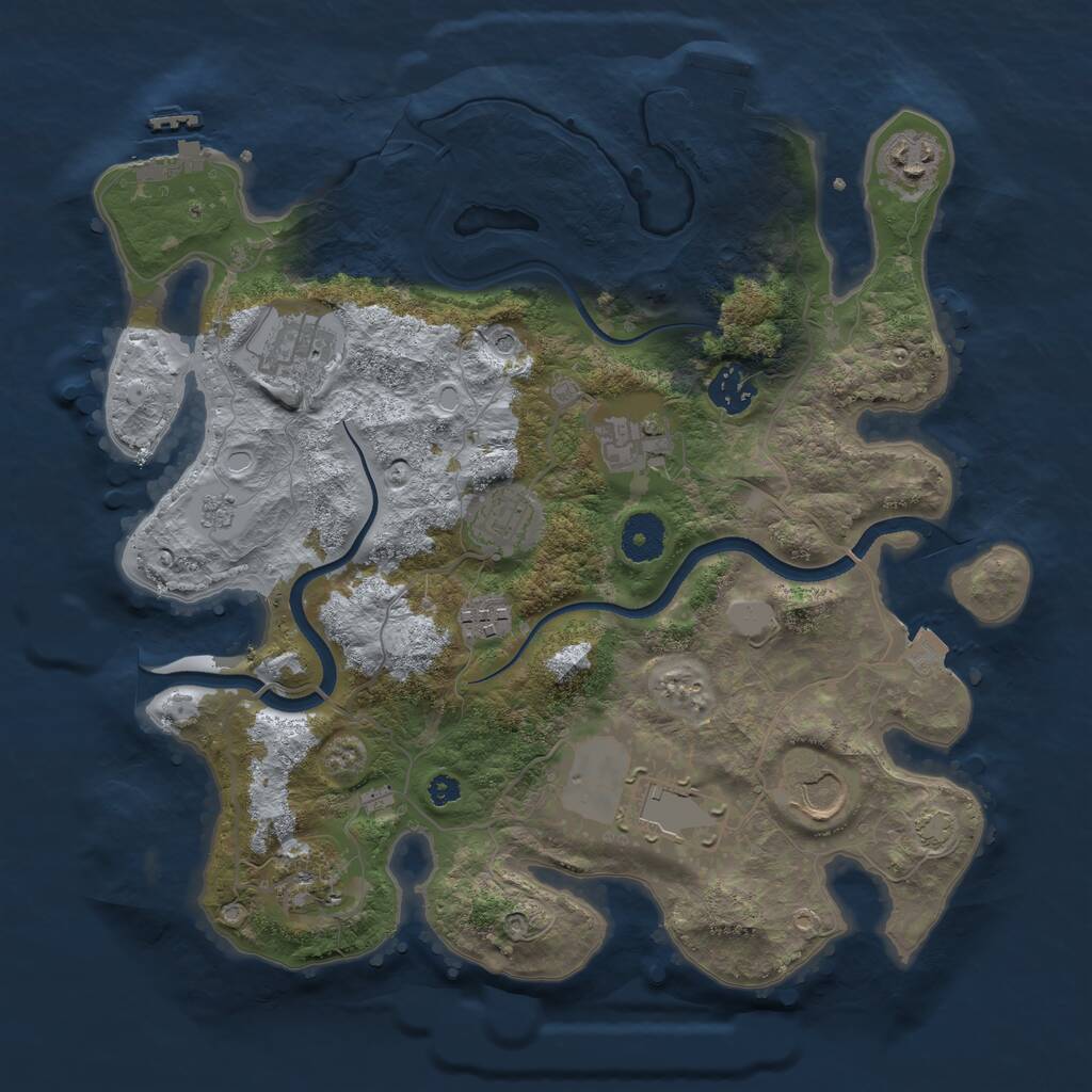 Rust Map: Procedural Map, Size: 3500, Seed: 919173924, 15 Monuments