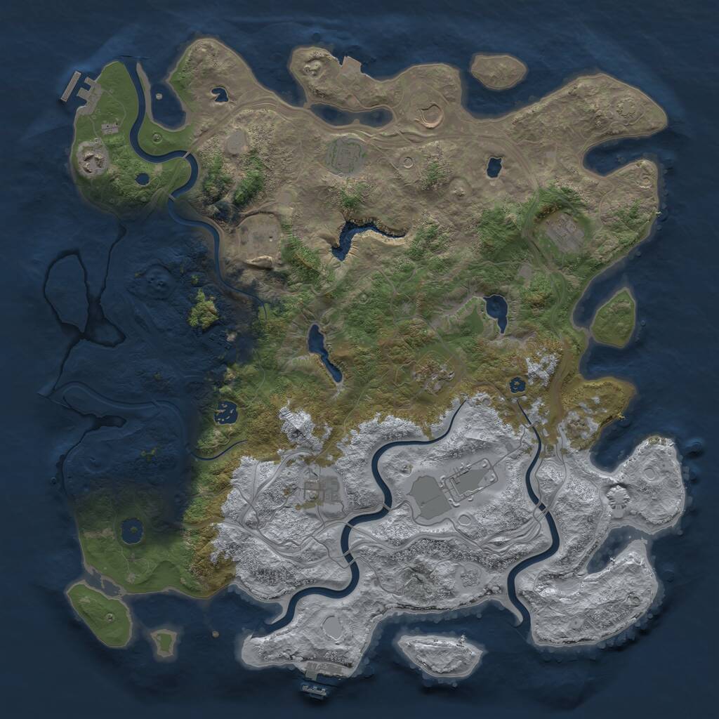 Rust Map: Procedural Map, Size: 4500, Seed: 943364753, 16 Monuments