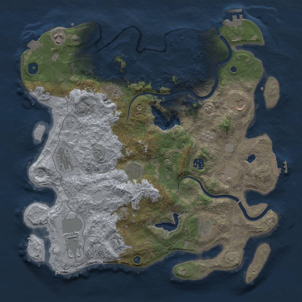Rust Map: Procedural Map, Size: 4000, Seed: 1423913029, 17 Monuments