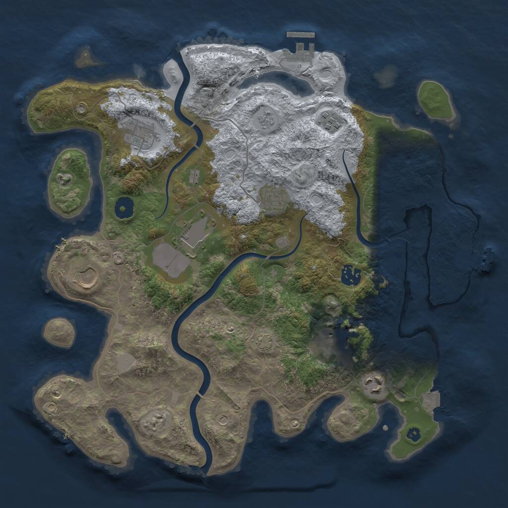 Rust Map: Procedural Map, Size: 3650, Seed: 63621702, 14 Monuments
