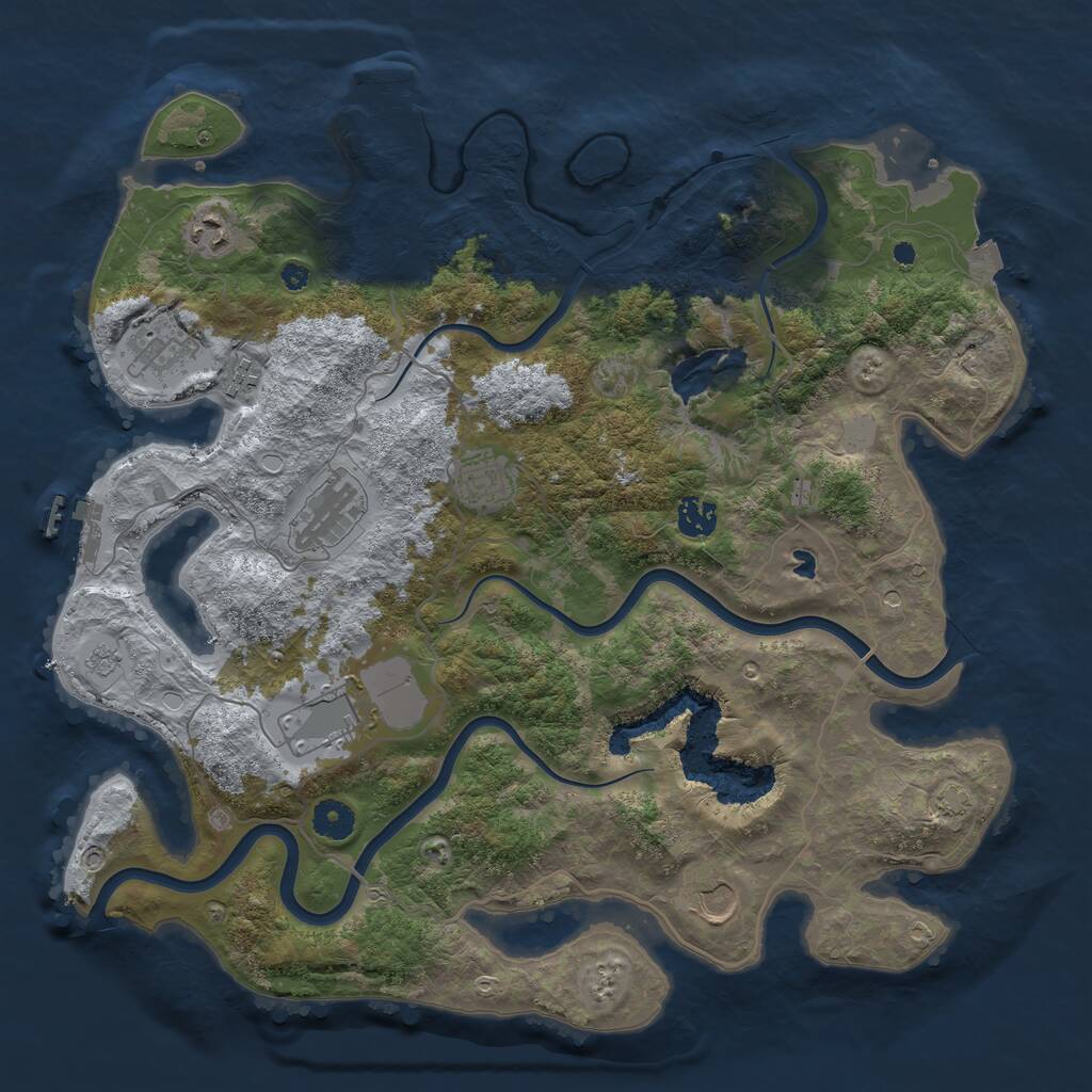 Rust Map: Procedural Map, Size: 4000, Seed: 437284038, 14 Monuments
