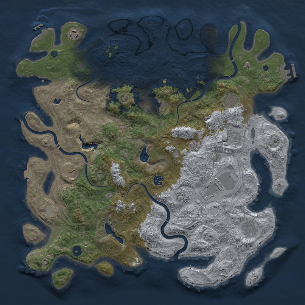 Rust Map: Procedural Map, Size: 4500, Seed: 5618372, 16 Monuments