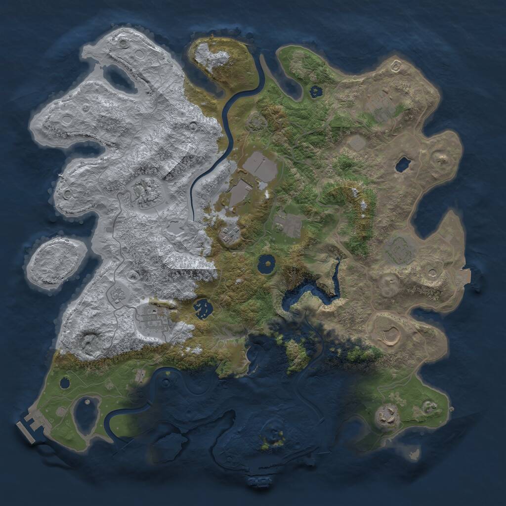 Rust Map: Procedural Map, Size: 4000, Seed: 9237, 16 Monuments