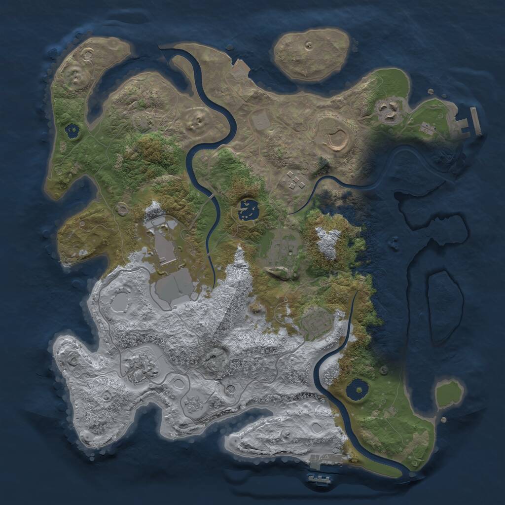 Rust Map: Procedural Map, Size: 3500, Seed: 77786890, 14 Monuments