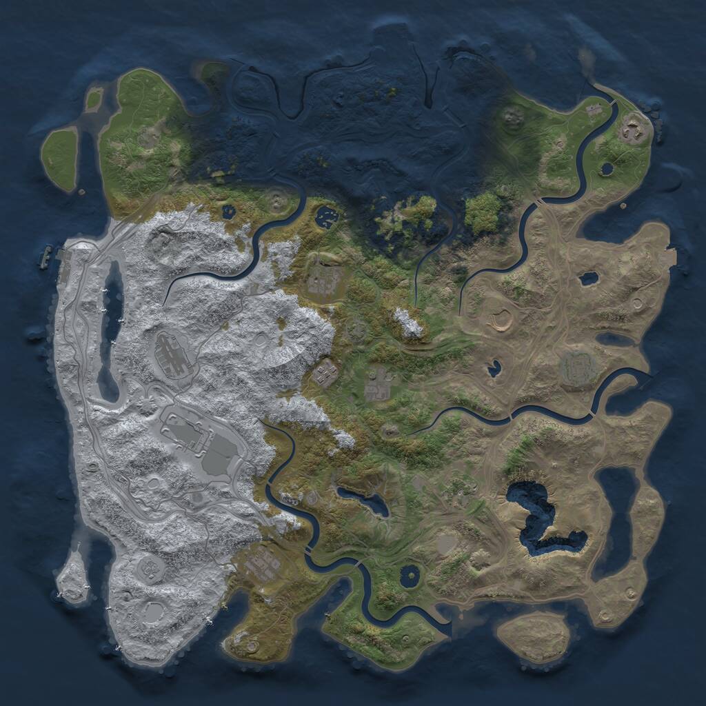 Rust Map: Procedural Map, Size: 4800, Seed: 1125941154, 17 Monuments