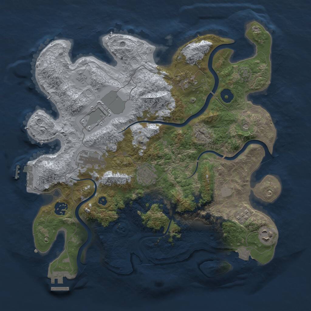 Rust Map: Procedural Map, Size: 3500, Seed: 61781, 13 Monuments