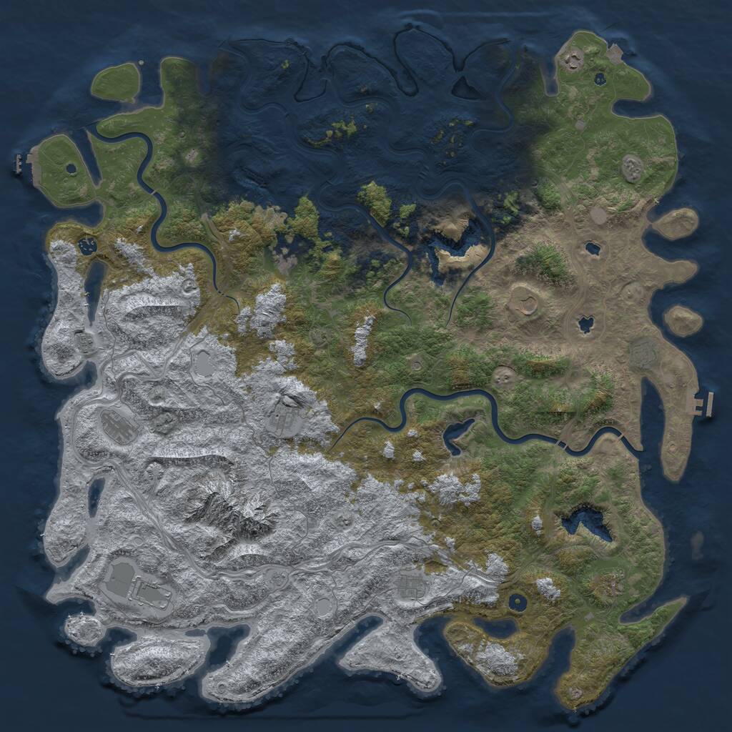 Rust Map: Procedural Map, Size: 6000, Seed: 834258400, 17 Monuments