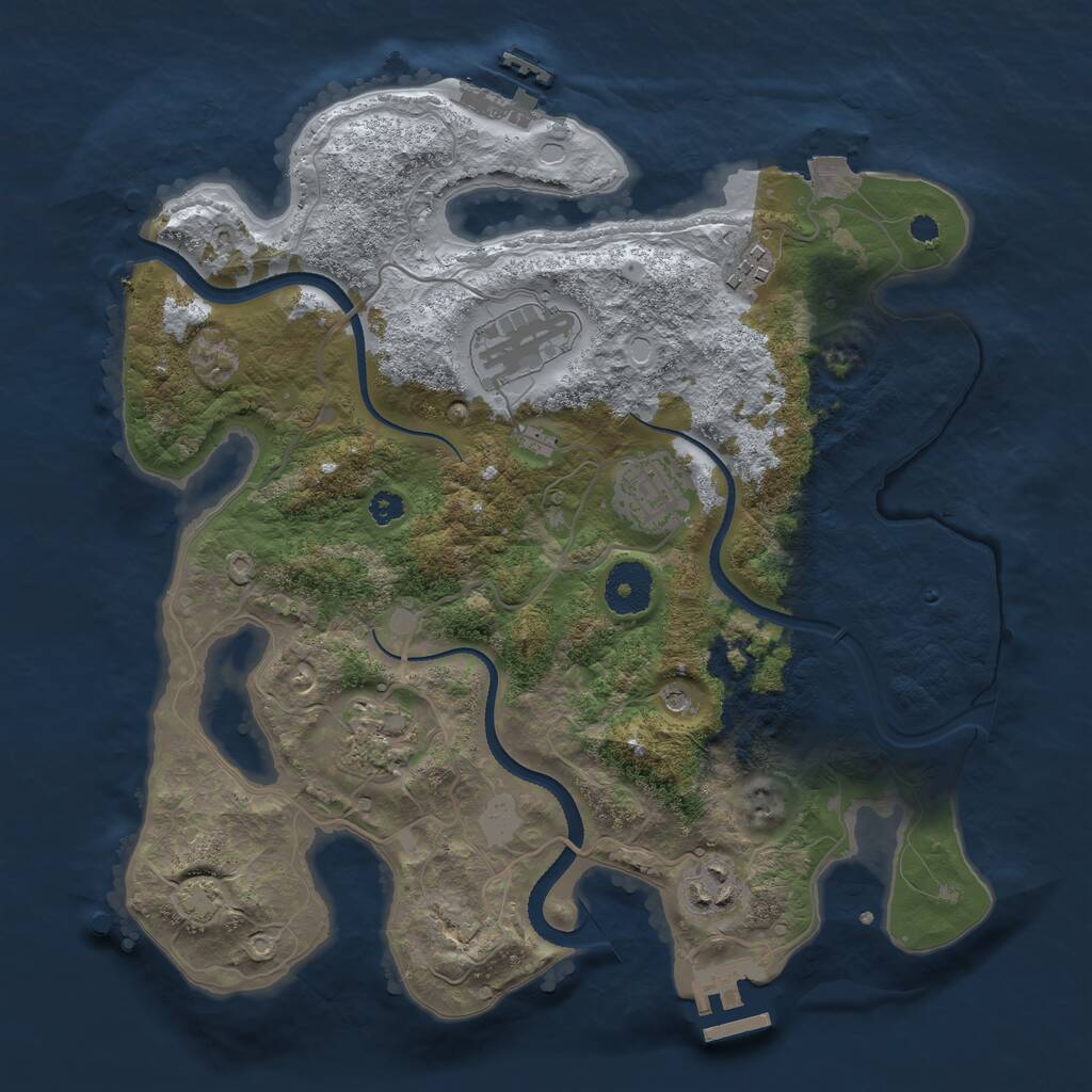 Rust Map: Procedural Map, Size: 3250, Seed: 1537712942, 10 Monuments