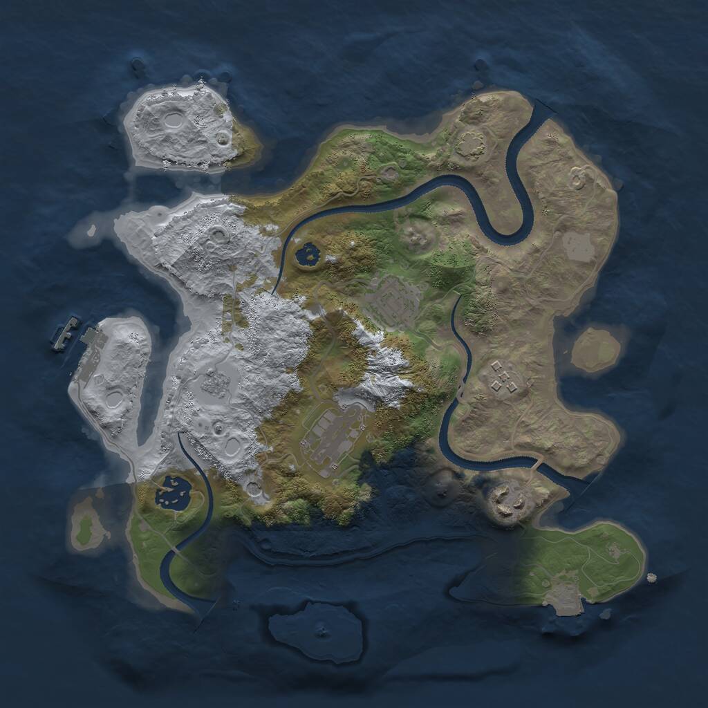 Rust Map: Procedural Map, Size: 3000, Seed: 30493, 10 Monuments