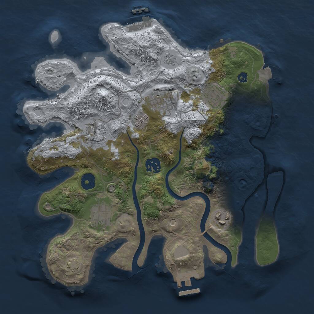 Rust Map: Procedural Map, Size: 3000, Seed: 2038010258, 13 Monuments