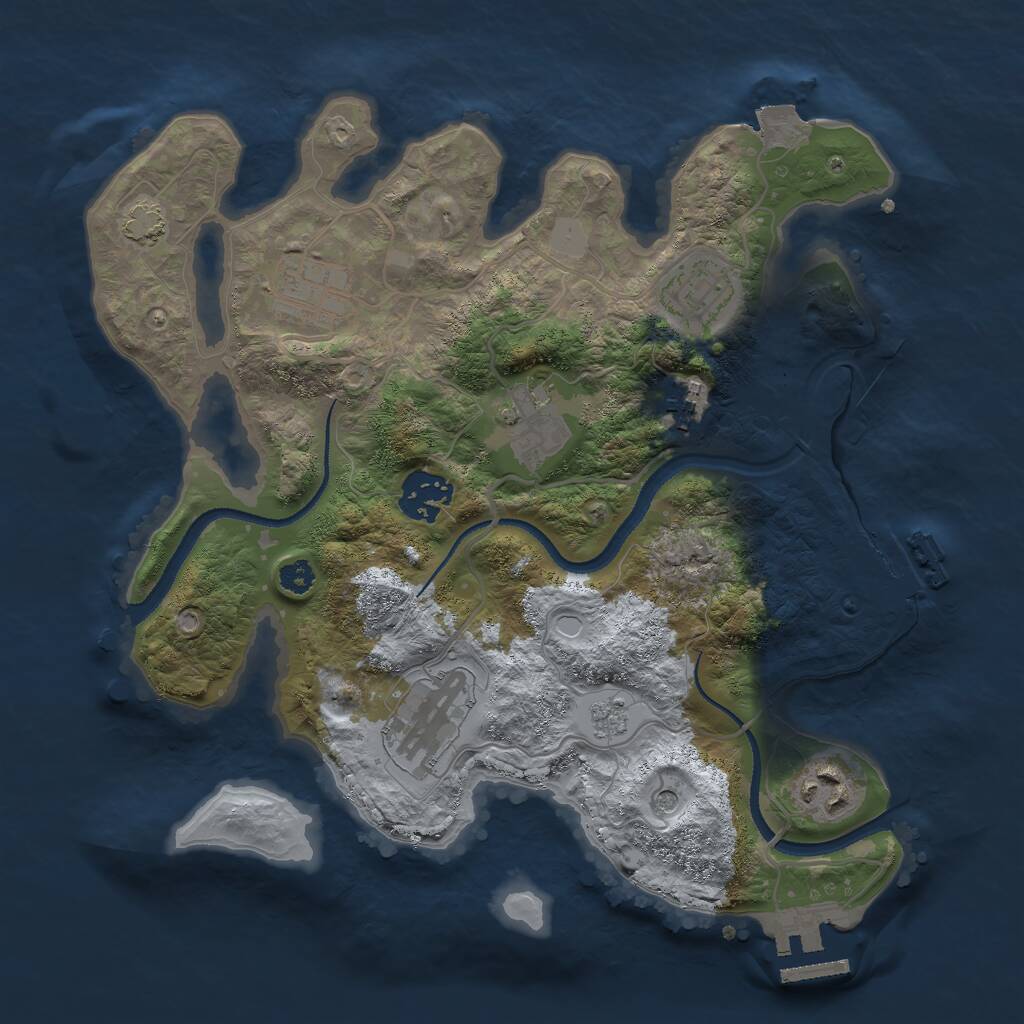 Rust Map: Procedural Map, Size: 3000, Seed: 752199994, 13 Monuments