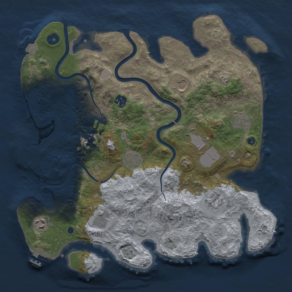 Rust Map: Procedural Map, Size: 3700, Seed: 1824347629, 15 Monuments