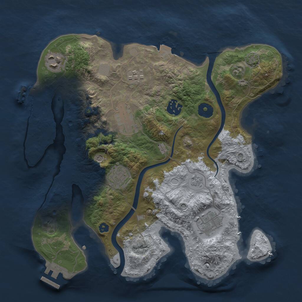 Rust Map: Procedural Map, Size: 3000, Seed: 303208814, 12 Monuments