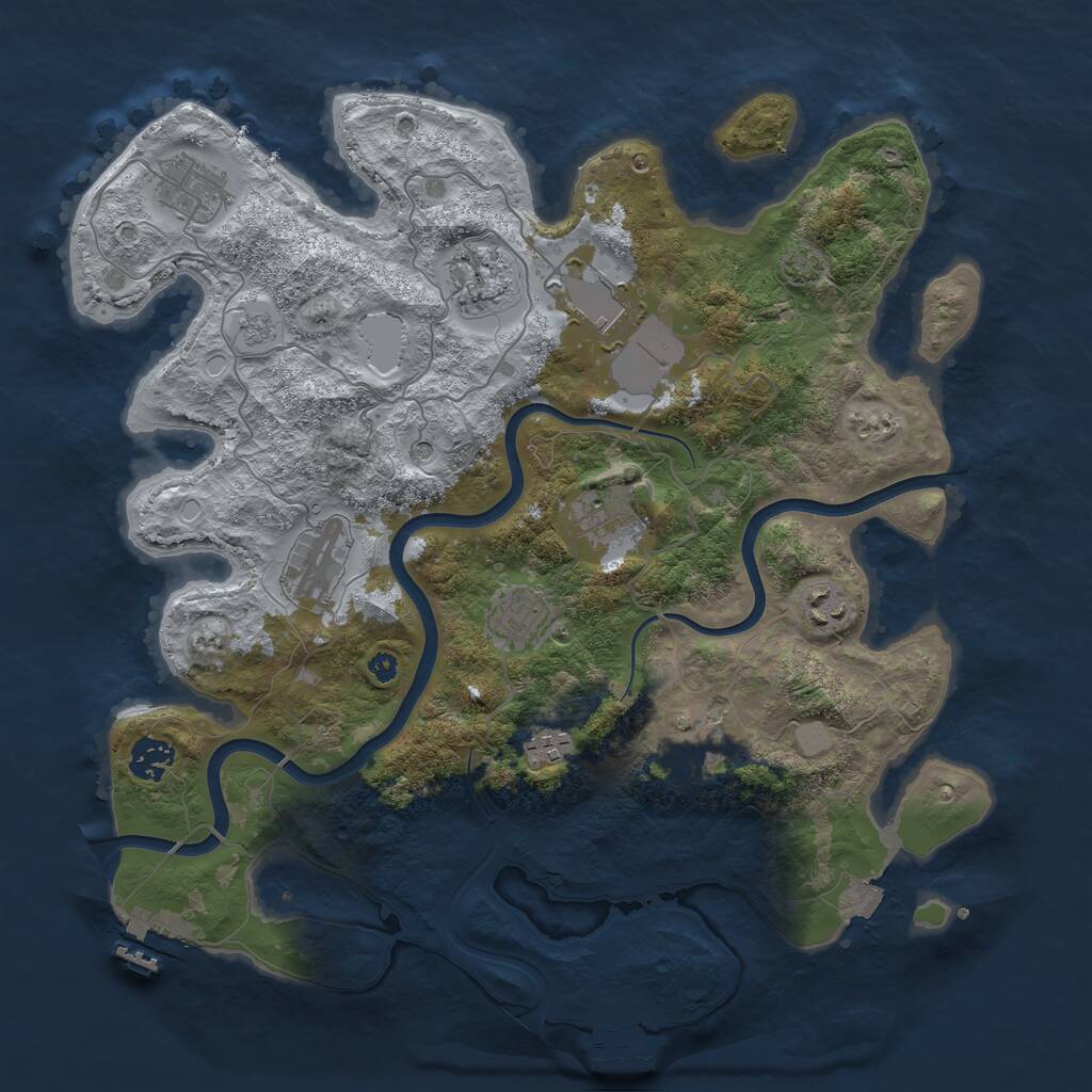 Rust Map: Procedural Map, Size: 3750, Seed: 1446328906, 16 Monuments
