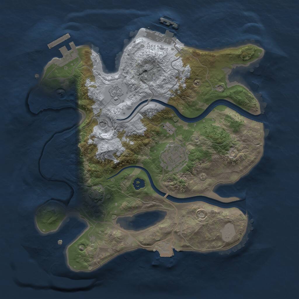 Rust Map: Procedural Map, Size: 2500, Seed: 165858, 7 Monuments