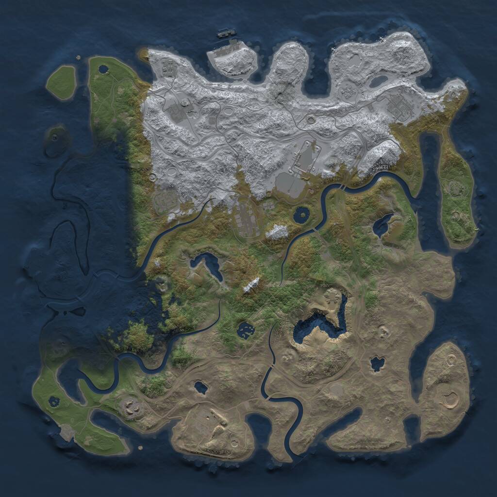 Rust Map: Procedural Map, Size: 4500, Seed: 1061994849, 16 Monuments