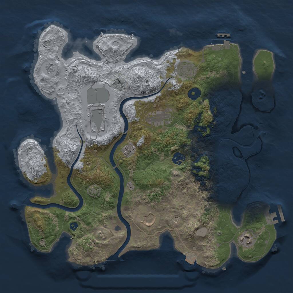 Rust Map: Procedural Map, Size: 3500, Seed: 2072503189, 13 Monuments