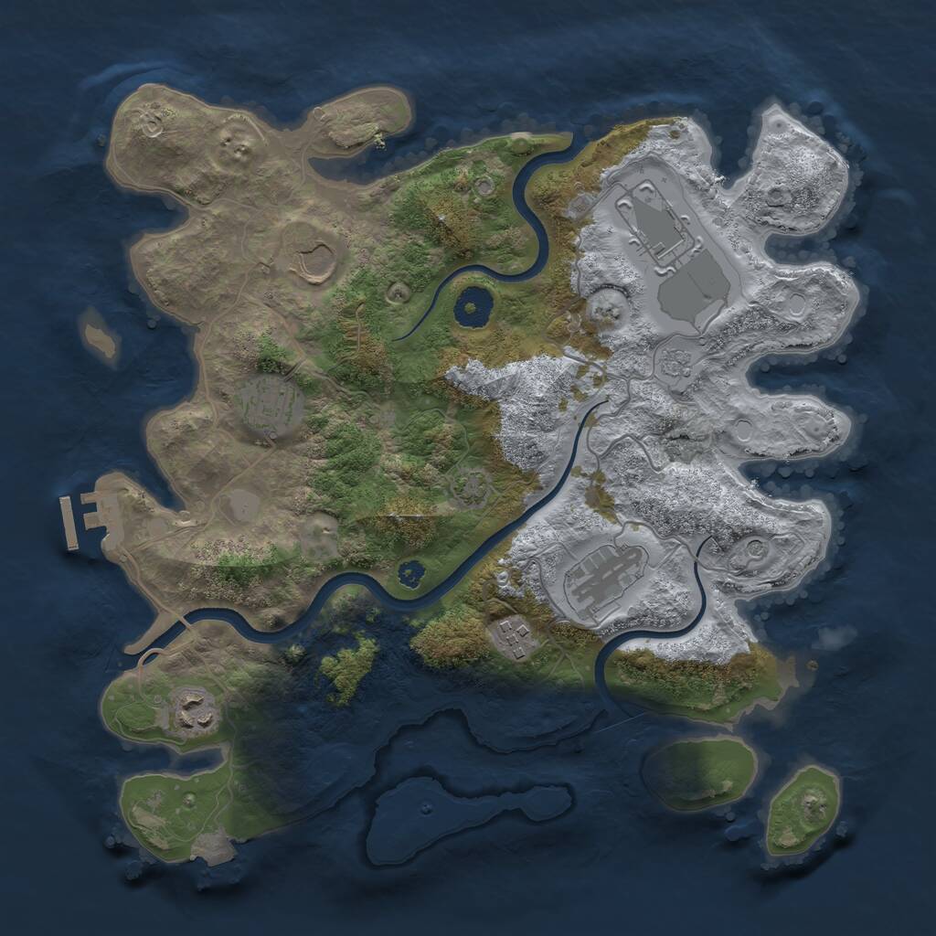 Rust Map: Procedural Map, Size: 3500, Seed: 2108760294, 11 Monuments