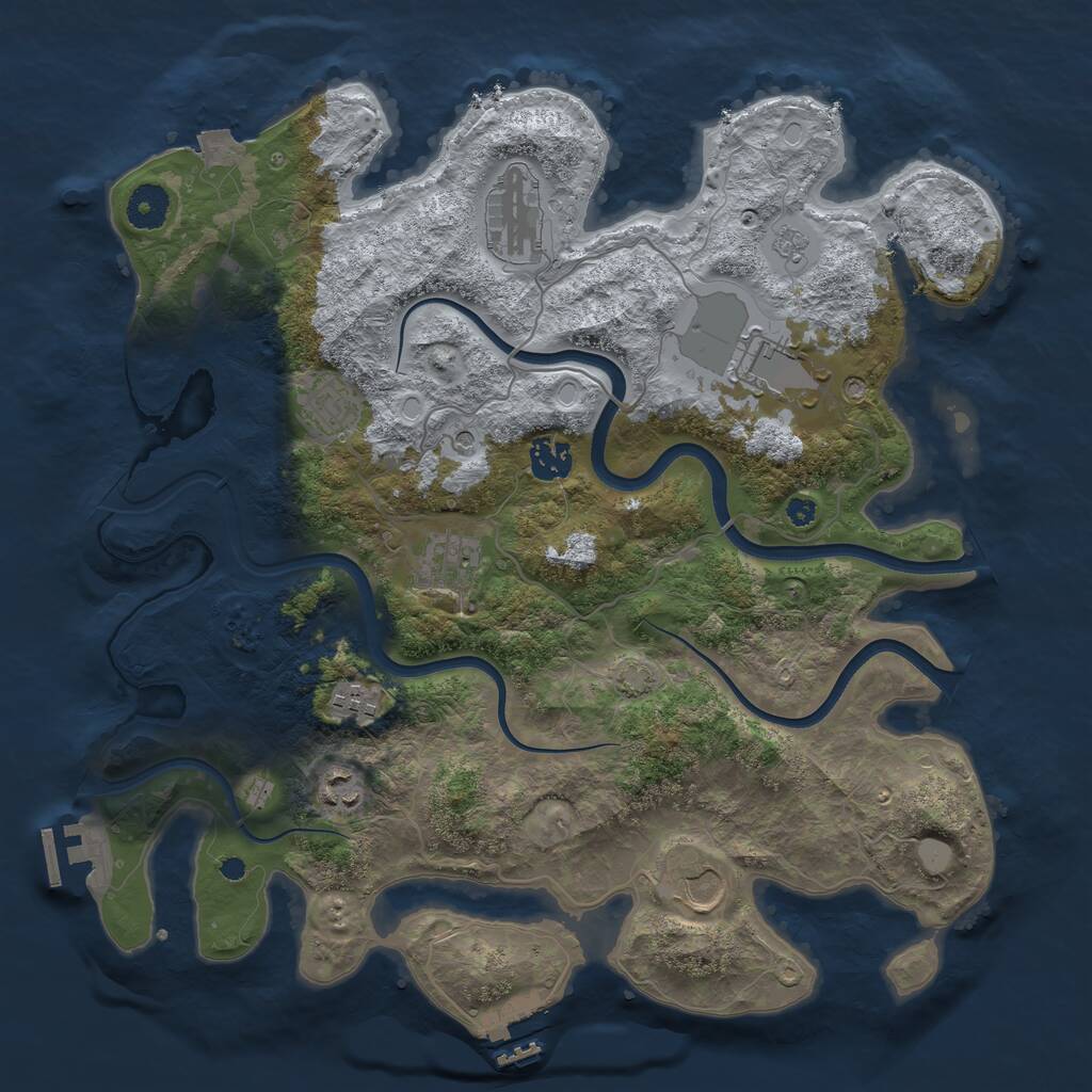 Rust Map: Procedural Map, Size: 3750, Seed: 1178836590, 14 Monuments