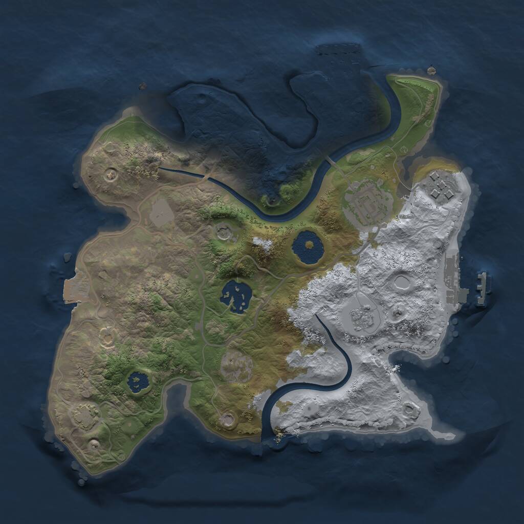 Rust Map: Procedural Map, Size: 2500, Seed: 1741436949, 9 Monuments