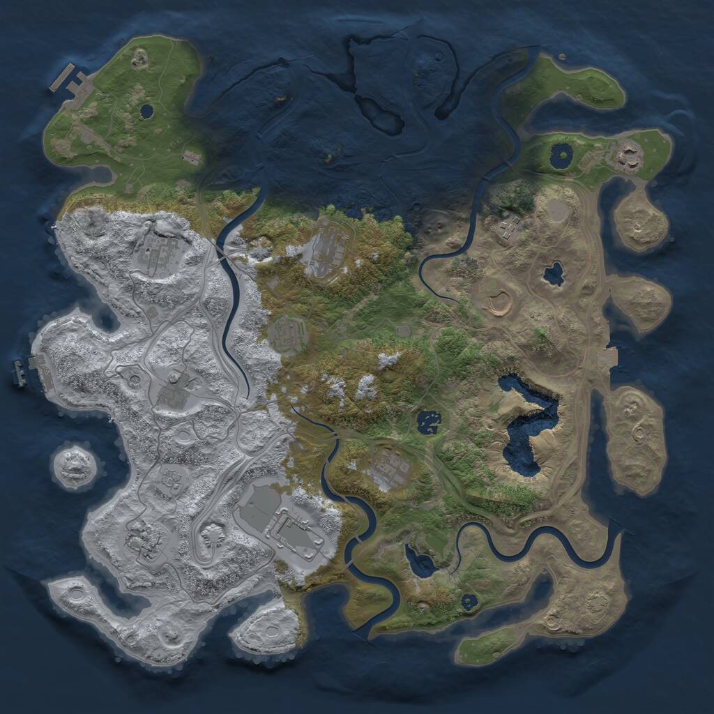 Rust Map: Procedural Map, Size: 4300, Seed: 669025717, 17 Monuments