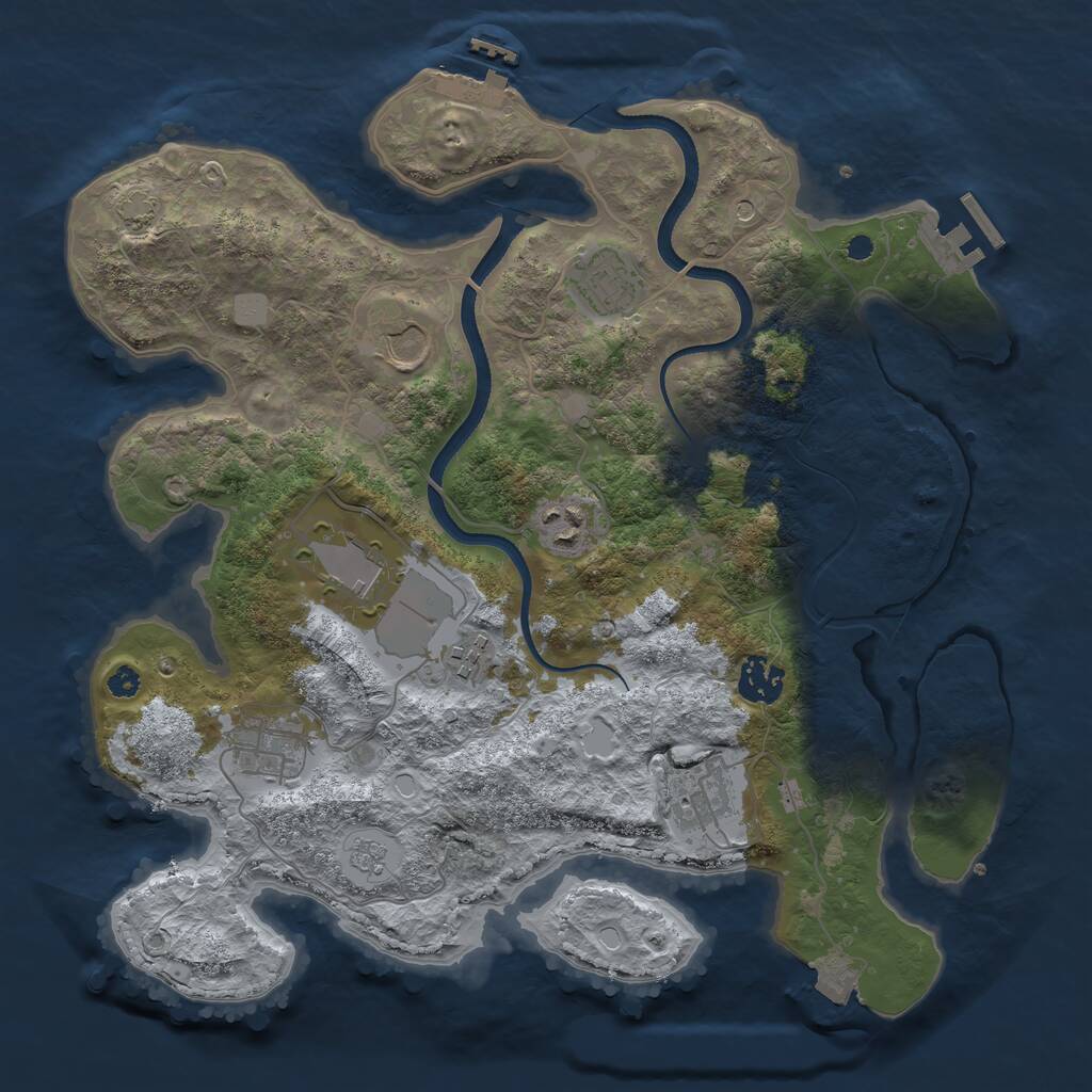Rust Map: Procedural Map, Size: 3500, Seed: 1113391599, 14 Monuments