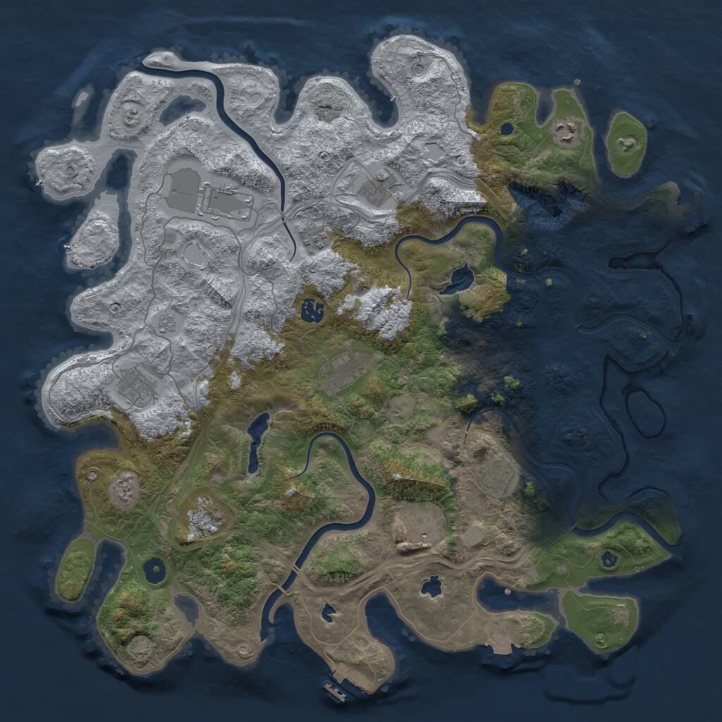 Rust Map: Procedural Map, Size: 4500, Seed: 1517049639, 16 Monuments