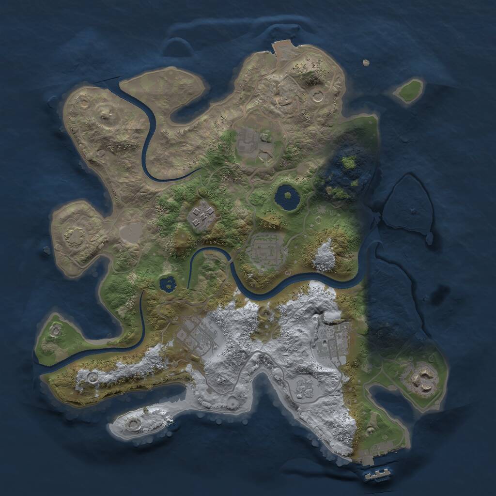 Rust Map: Procedural Map, Size: 3000, Seed: 1355748535, 11 Monuments