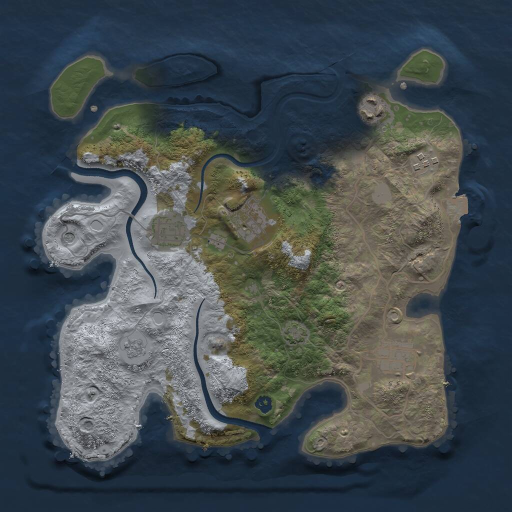 Rust Map: Procedural Map, Size: 3000, Seed: 276757562, 9 Monuments