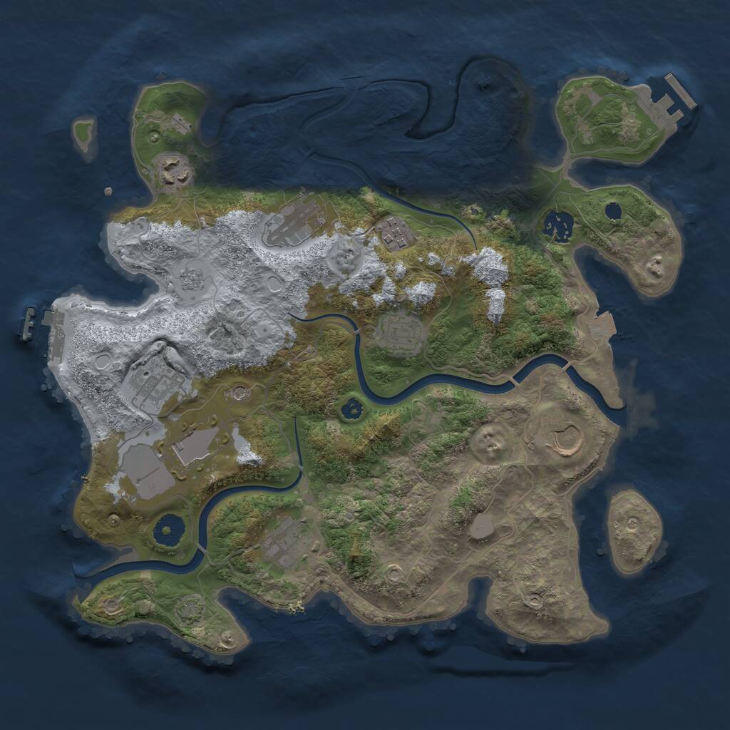 Rust Map: Procedural Map, Size: 3500, Seed: 1755310469, 15 Monuments