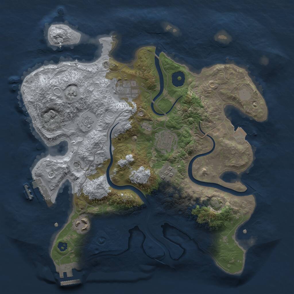 Rust Map: Procedural Map, Size: 3000, Seed: 1243843326, 10 Monuments