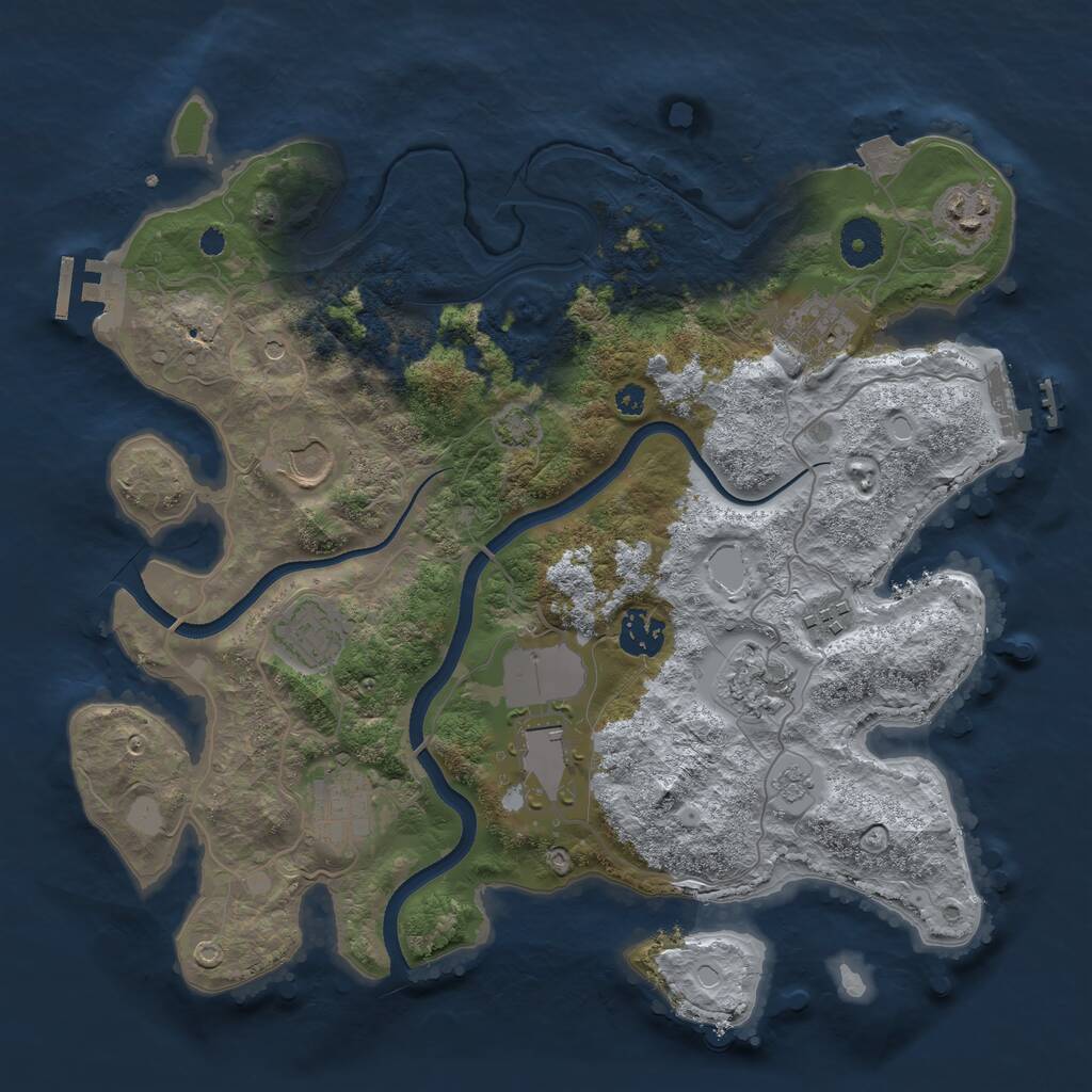 Rust Map: Procedural Map, Size: 3500, Seed: 151636046, 15 Monuments