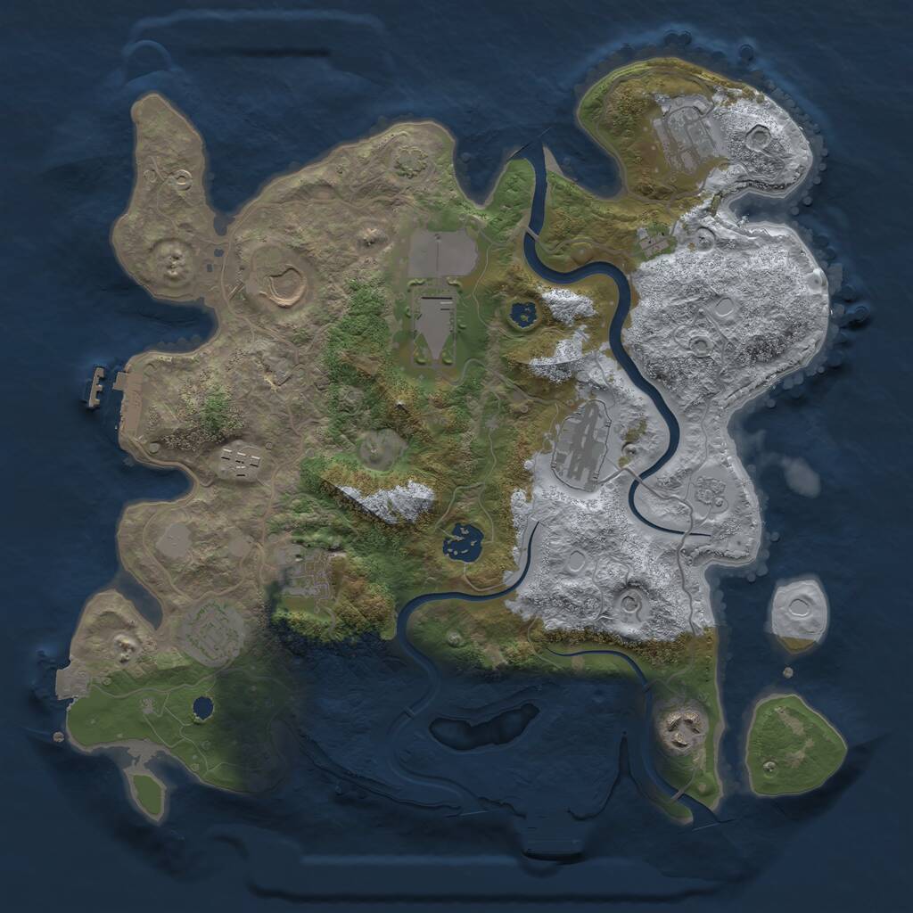 Rust Map: Procedural Map, Size: 3500, Seed: 1810374028, 15 Monuments