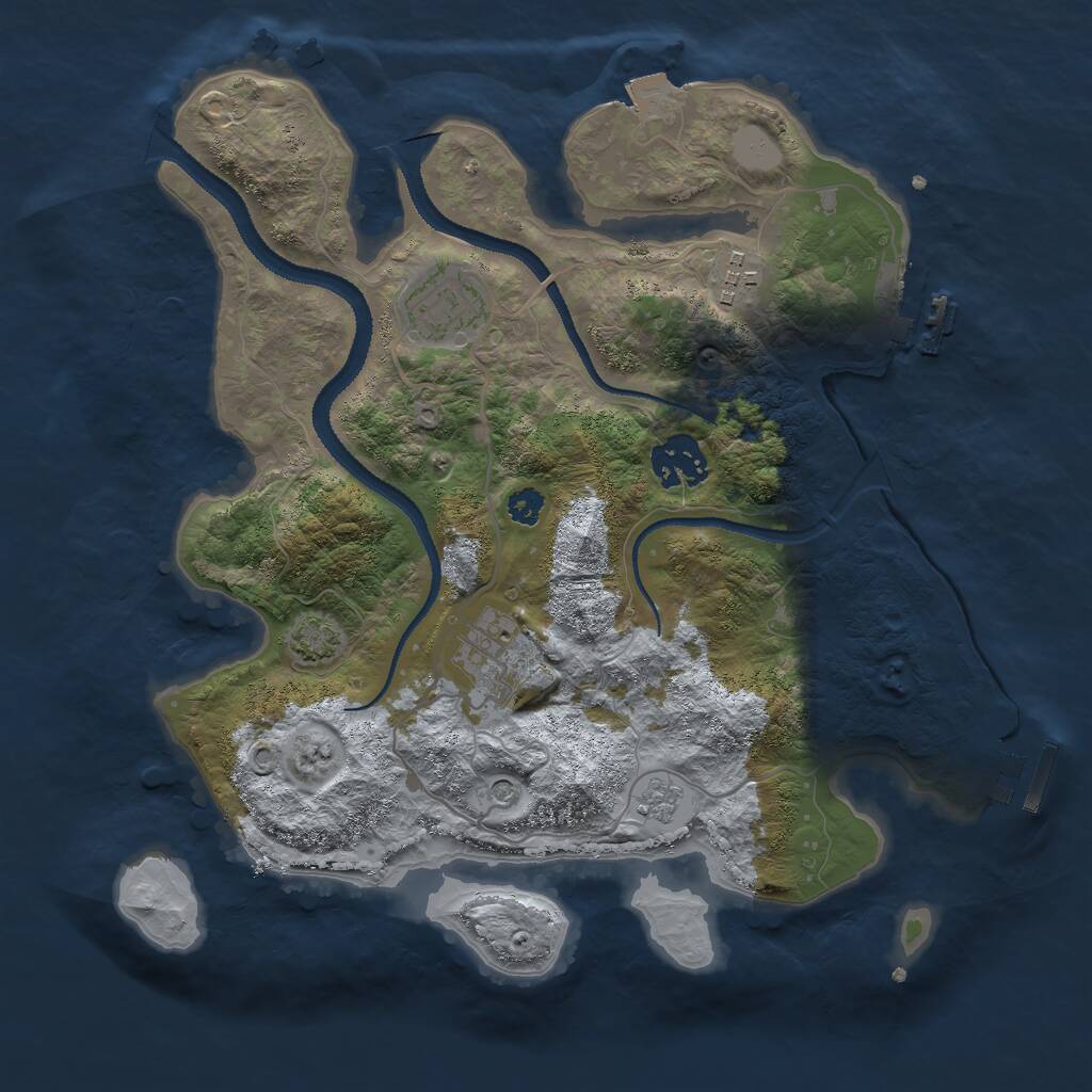 Rust Map: Procedural Map, Size: 3000, Seed: 23416, 10 Monuments