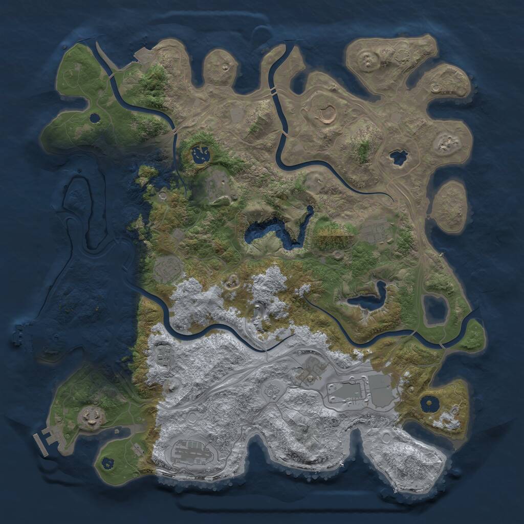 Rust Map: Procedural Map, Size: 4250, Seed: 1083257711, 16 Monuments