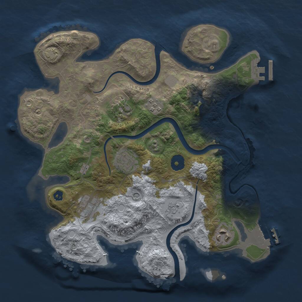 Rust Map: Procedural Map, Size: 3000, Seed: 1995301456, 11 Monuments