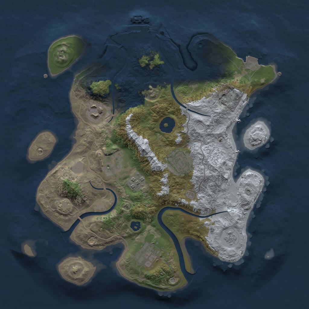 Rust Map: Procedural Map, Size: 3000, Seed: 1834947160, 9 Monuments