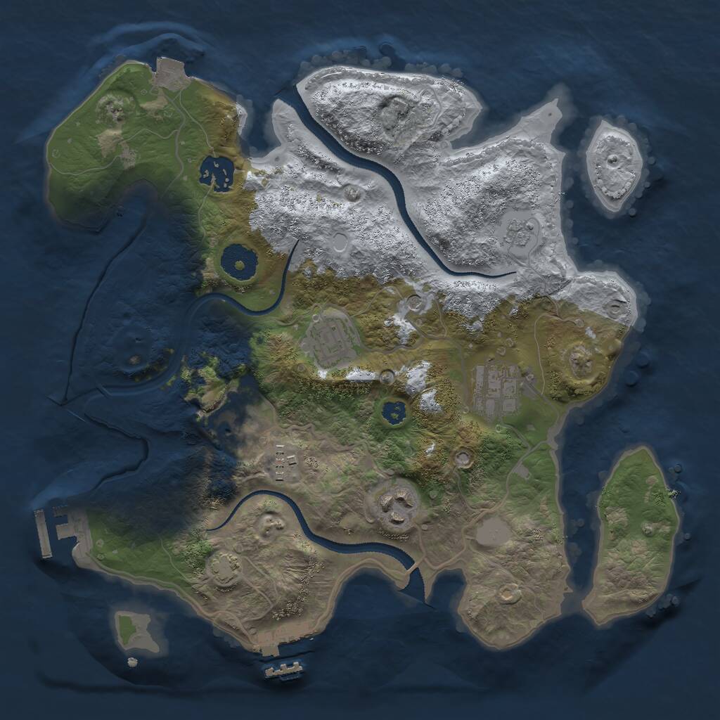 Rust Map: Procedural Map, Size: 3000, Seed: 735675, 12 Monuments